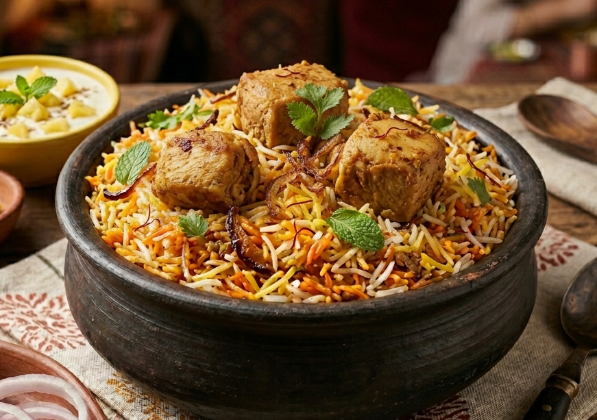 Hyderabadi Chicken Dum Biryani ( Half - 3 Pcs - 500 Gm )